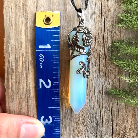 Opalite Crystal Antique Metal Pendant Necklace - Picture 2 of 5